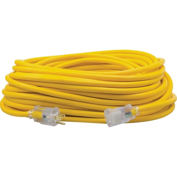 Southwire SJEOOW Extension Cord, 12 AWG, Outdoor, 12/3, 1 Outlets, 5-15R, Yellow, 5-15P, 100 ft 1689SW0002 - main